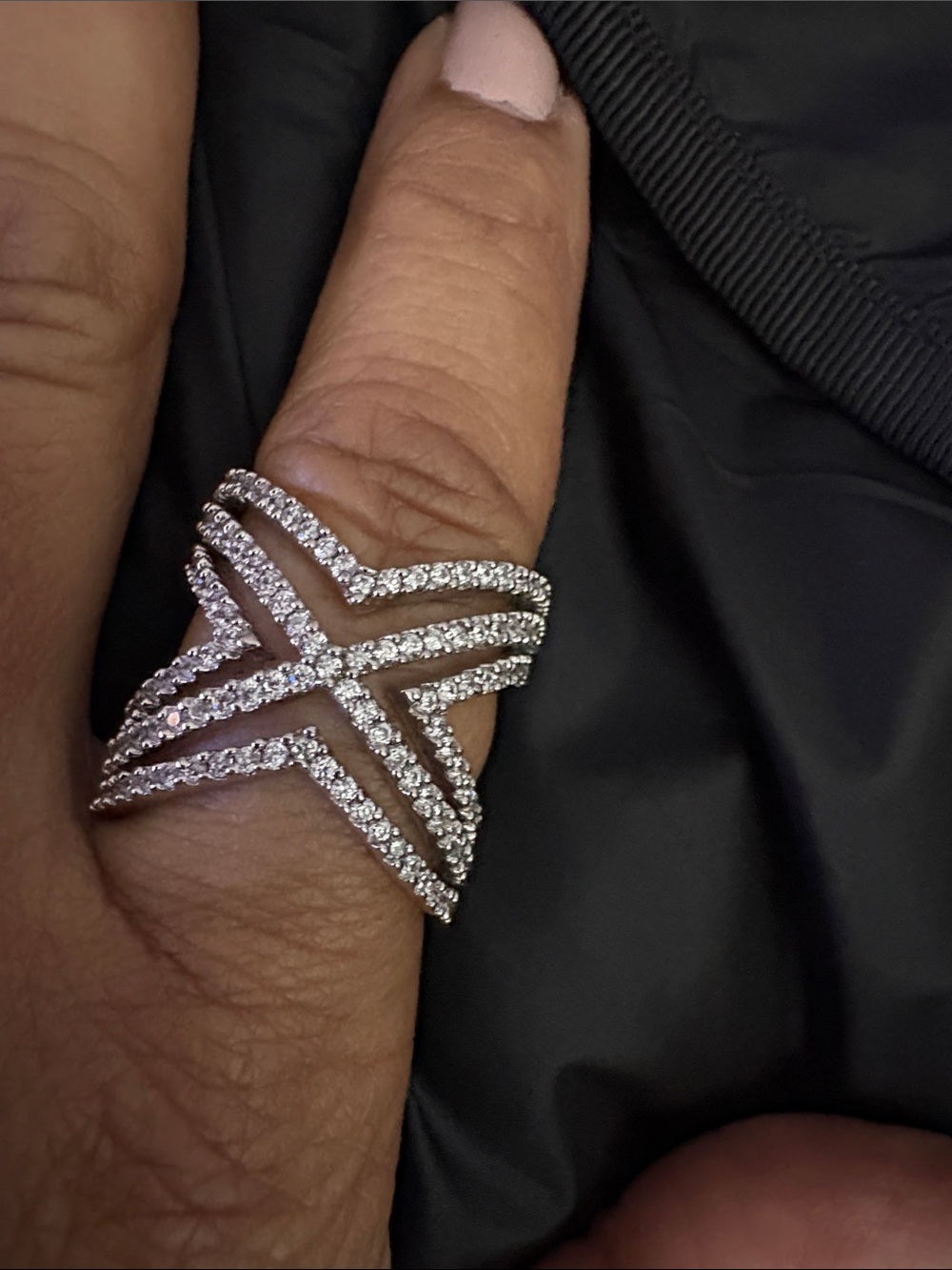 Diamond chips in  a Starburst Multi-Row Women's Ring -